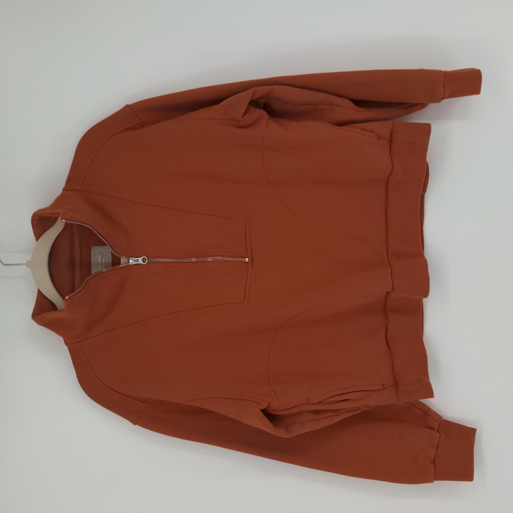 Everlane Half-Zip Sweatshirt in Rust Orange